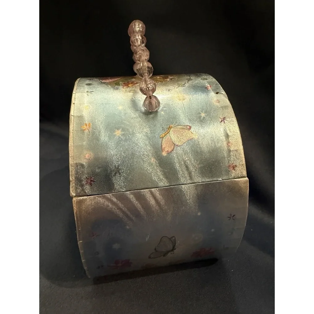 Dancing Fairy Jewelry Box #217-28 Ballerina Pink Beaded Handle Twinkle Works